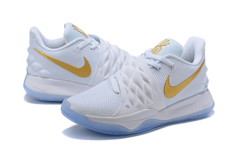 2018 Men Nike Kyrie 4 Low White Gold Ice Sole Basketball Shoes - Click Image to Close